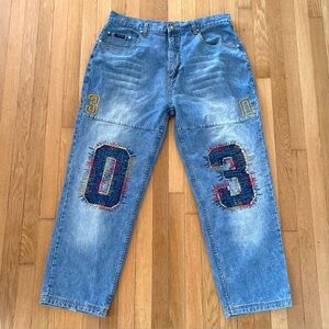 Vintage Source Jeans Embroidered Y2K Denim Hip Hop Baggy 42 2000s